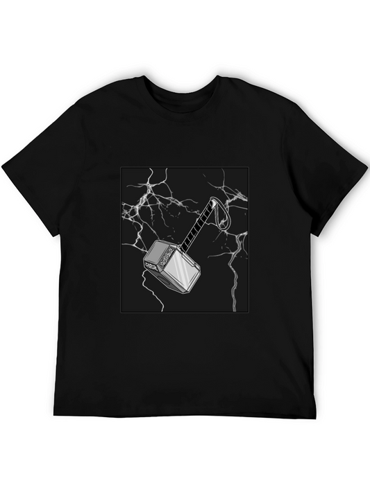 Black Thor Hammer Graphic T-Shirt