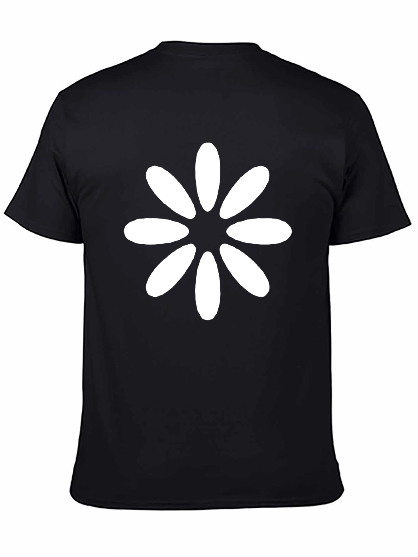 Black T-Shirt with White Flower Design