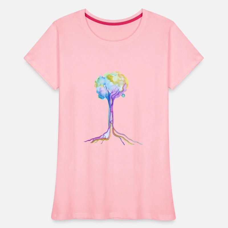 Rainbow watercolor tree art