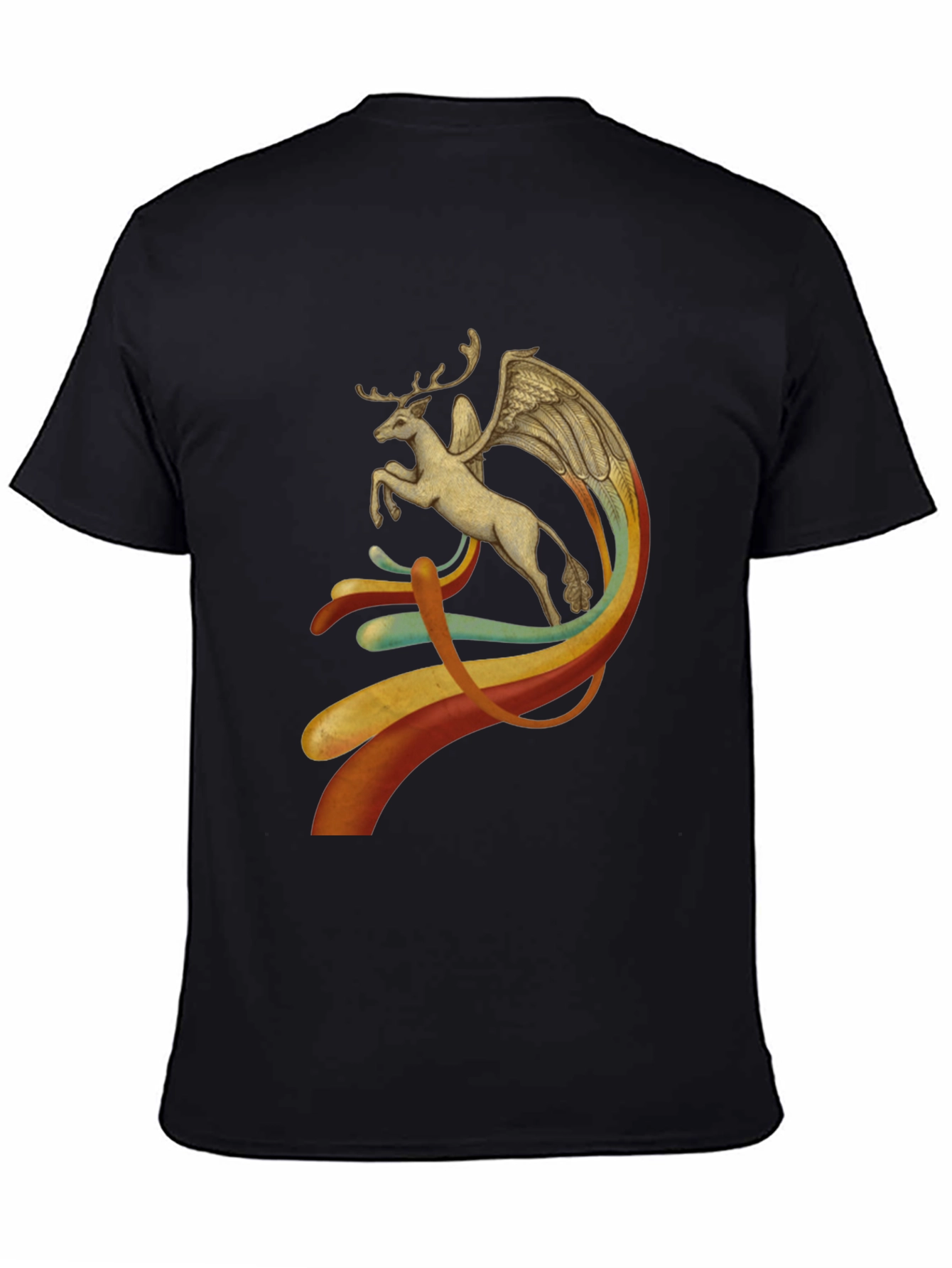 Winged Deer Graphic Black T-Shirt