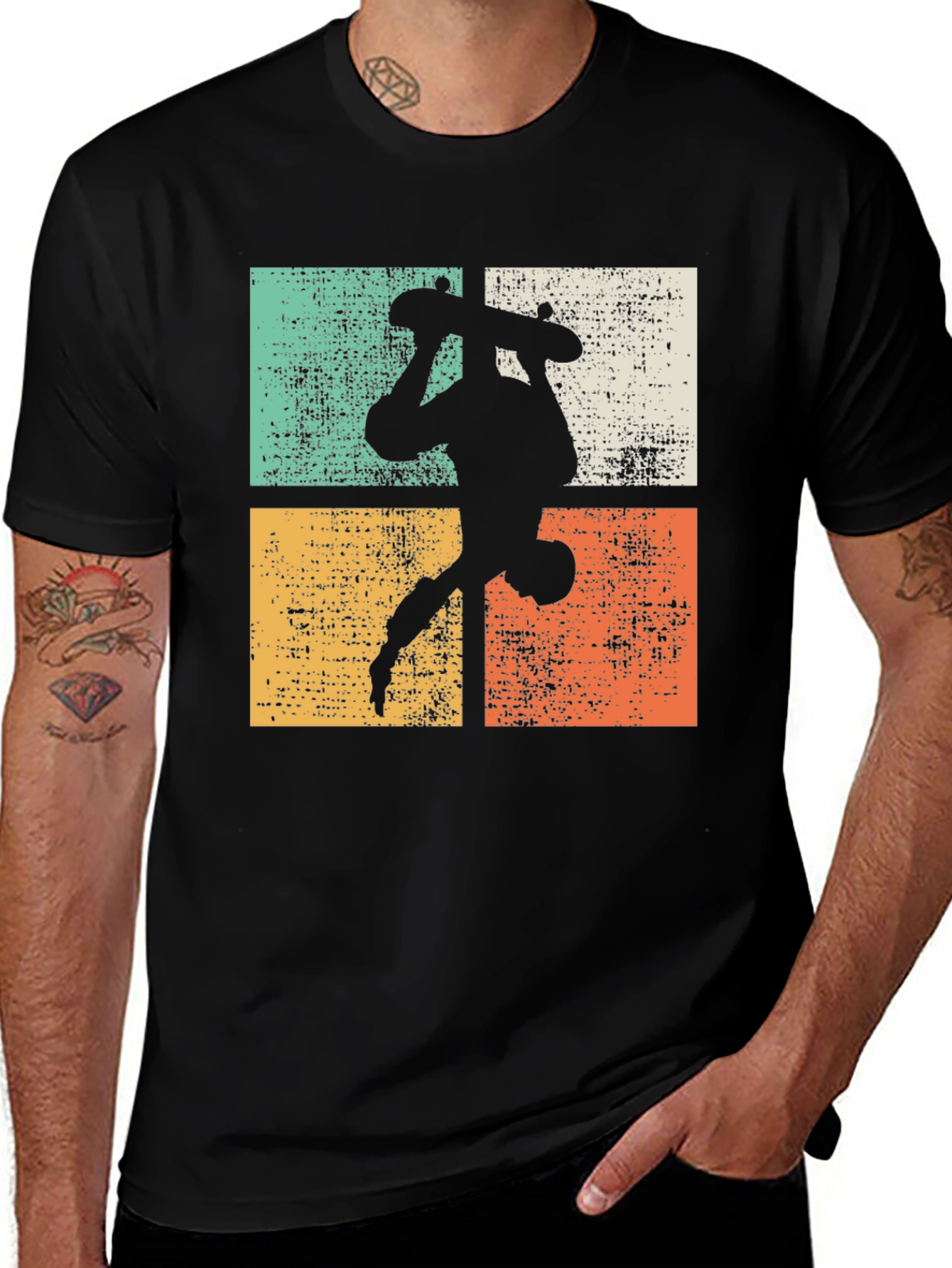 Retro Skateboard Silhouette Graphic Tee