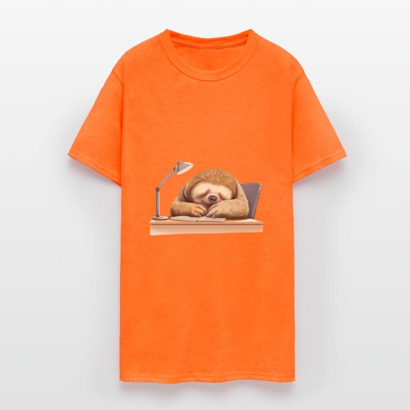 Reading and Sleeping Sloth at Desk, Humorous