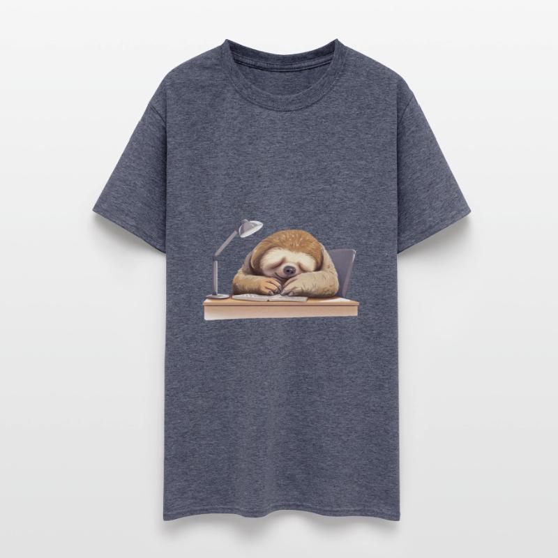 Reading and Sleeping Sloth at Desk, Humorous