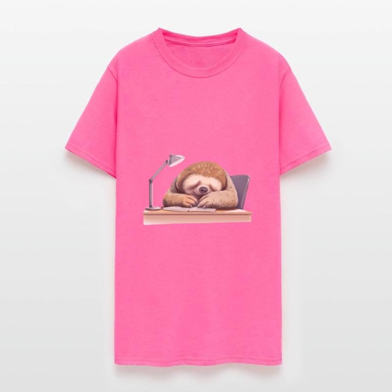 Reading and Sleeping Sloth at Desk, Humorous