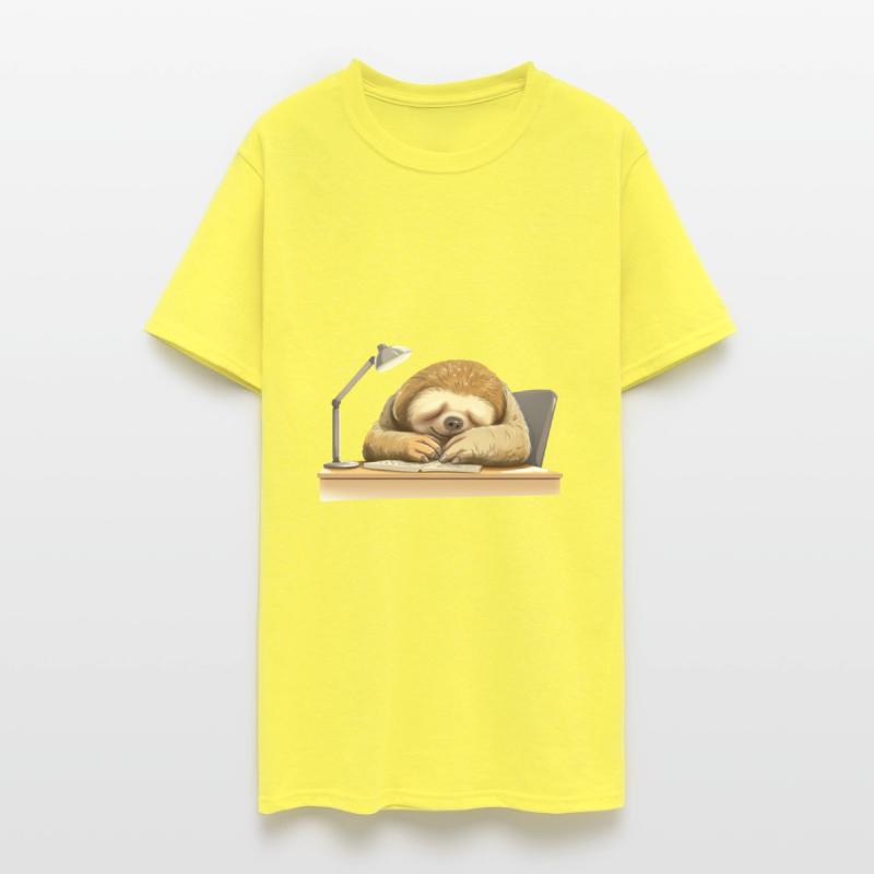 Reading and Sleeping Sloth at Desk, Humorous