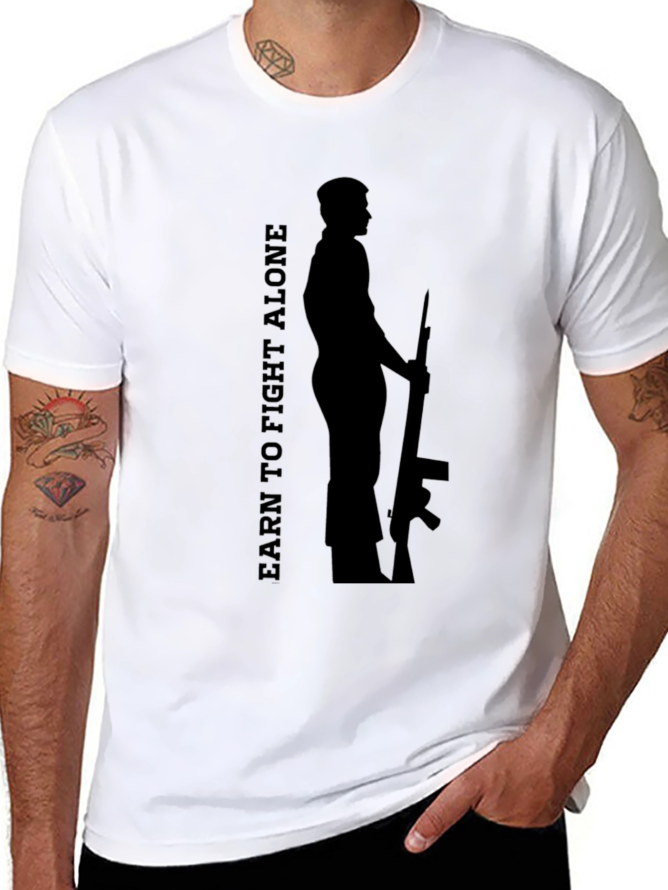 Earn To Fight Alone Graphic Tee - Black