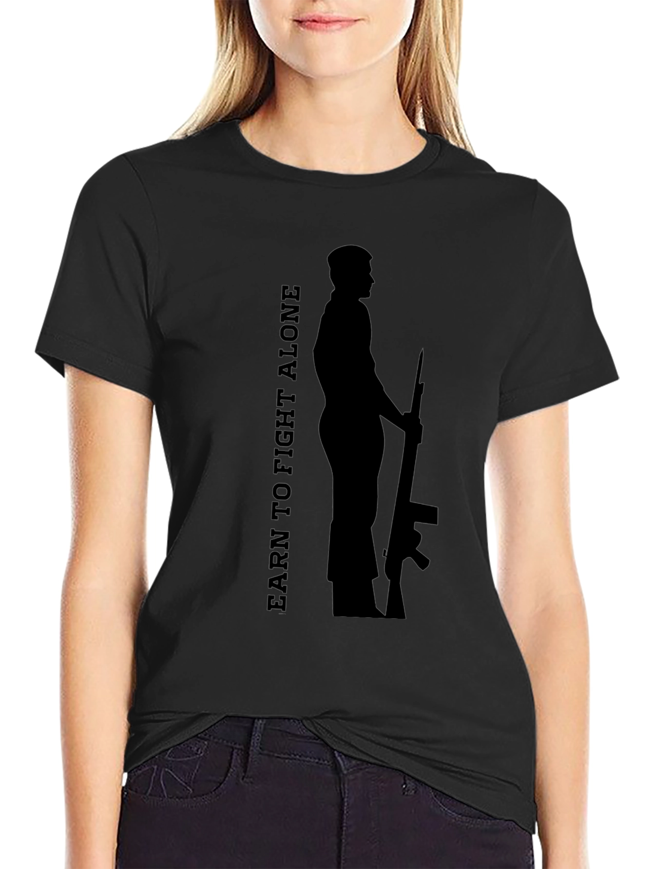 Earn To Fight Alone Graphic Tee - Black