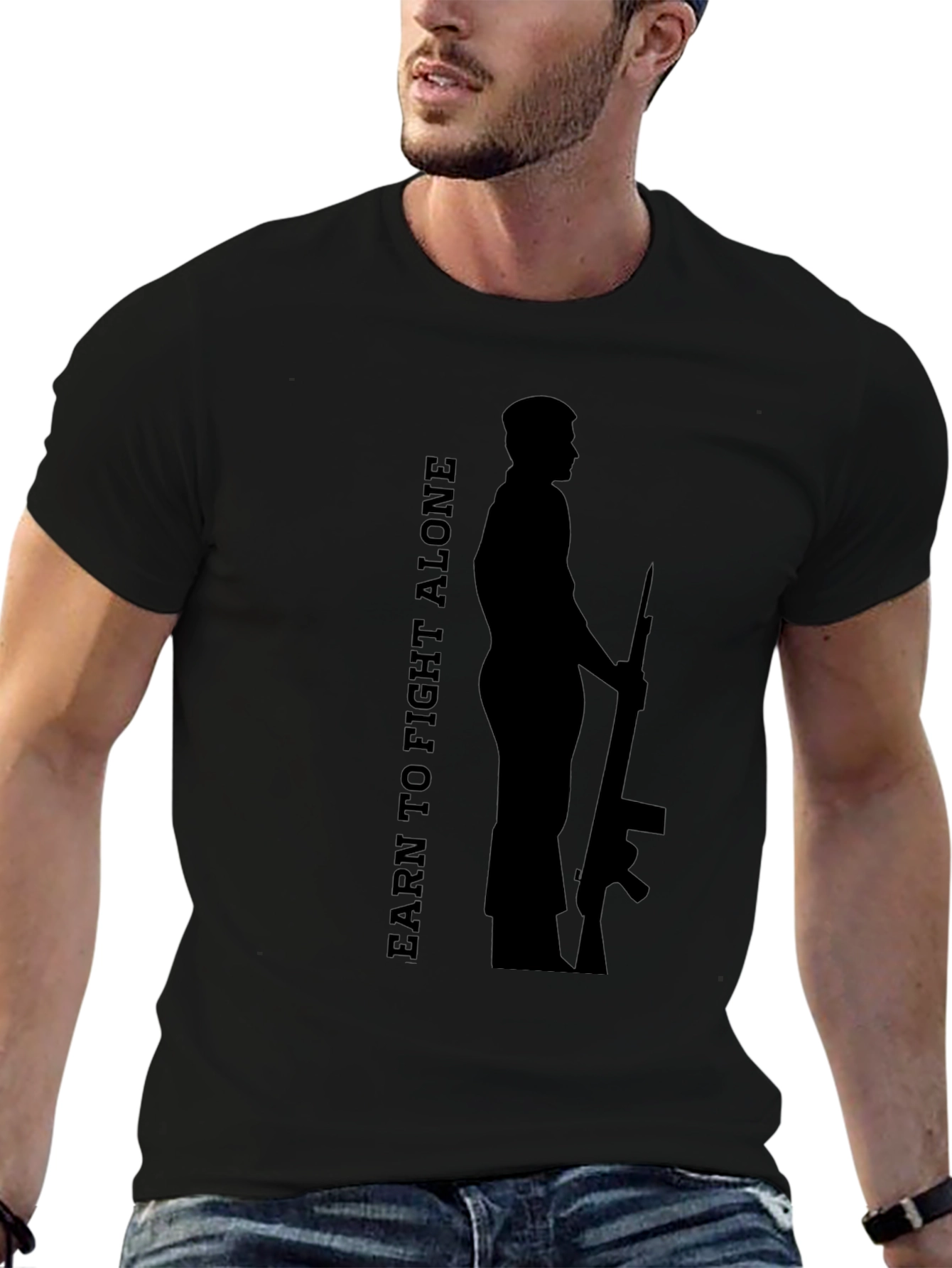 Earn To Fight Alone Graphic Tee - Black