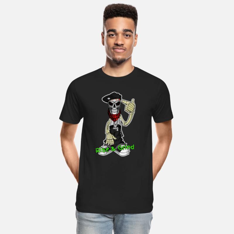 RISE AND GRIND SKELETON MAN LOGO DESIGNED BY CON
