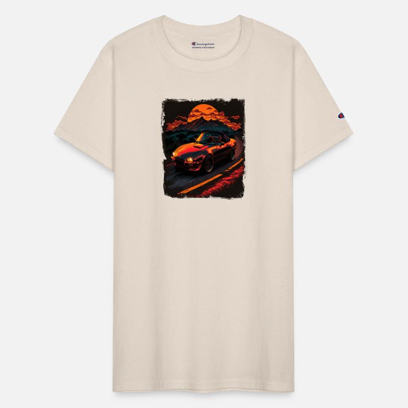 Rising Sun Over Mountain Range with Car