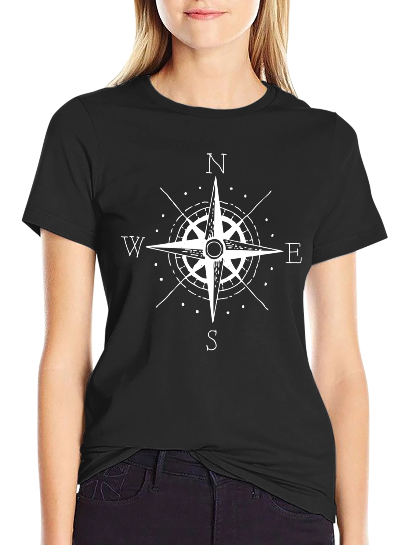 Compass Rose Graphic T-Shirt - Black