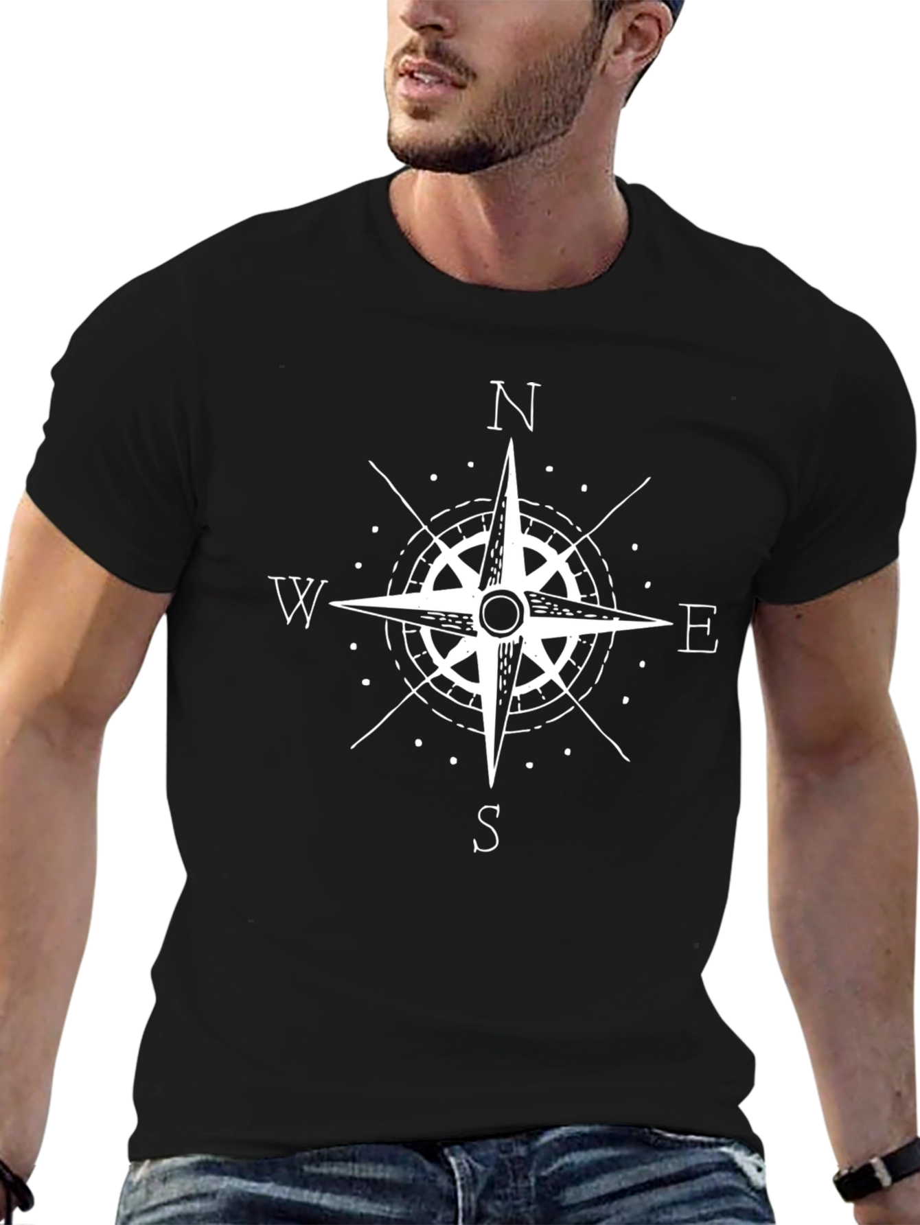 Compass Rose Graphic T-Shirt - Black