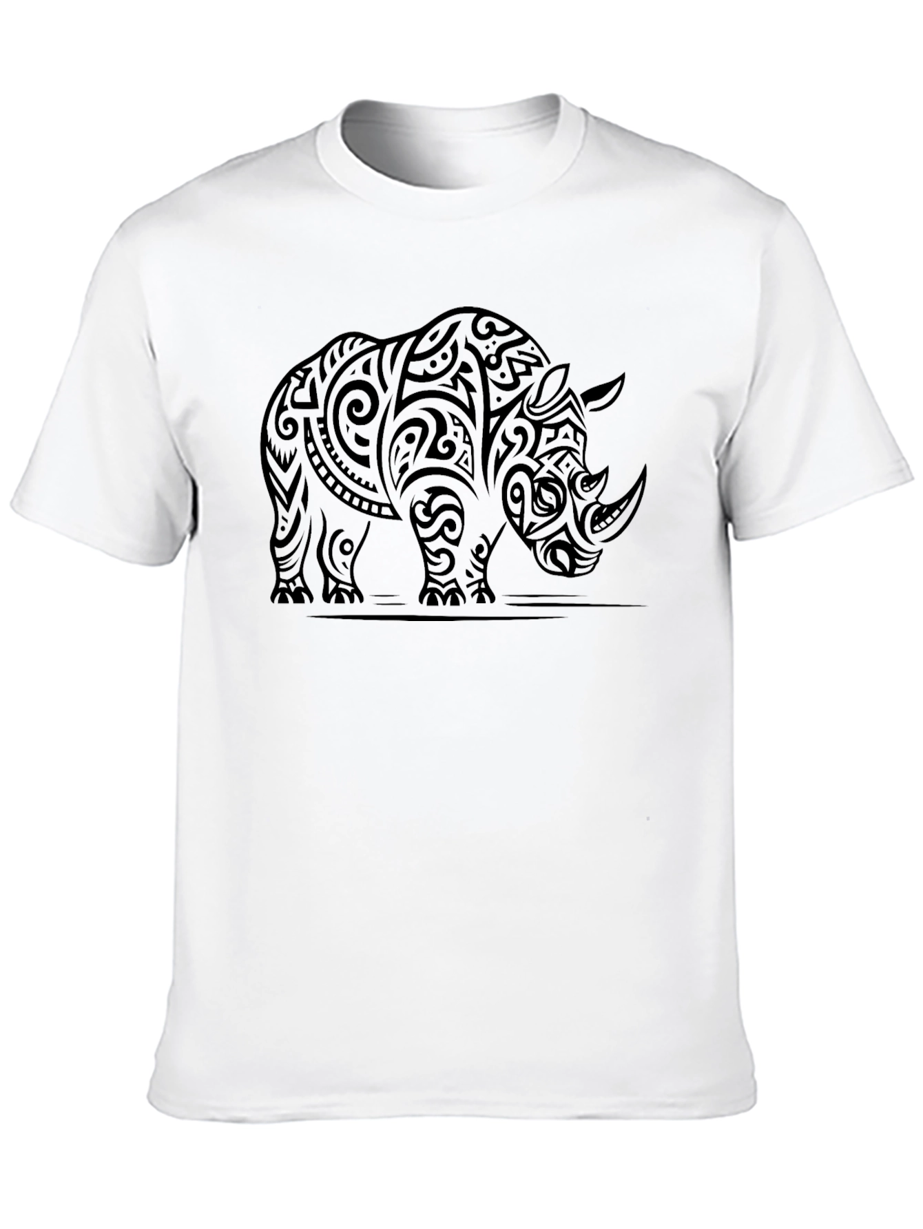 Tribal Rhino Graphic Tee - Mens Black T-Shirt