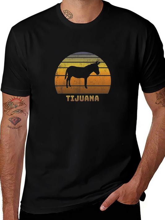 Tijuana Donkey T-Shirt - Vintage Sunset Design