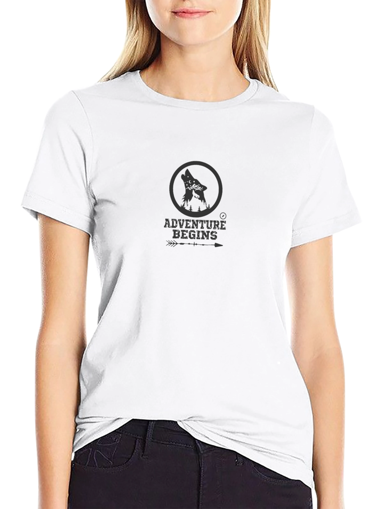 Adventure Begins T-Shirt - Mens Black Graphic Tee