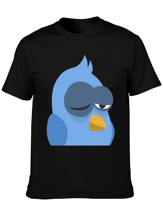 Funny Sleepy Blue Bird Graphic Tee - Unisex Black T-Shirt