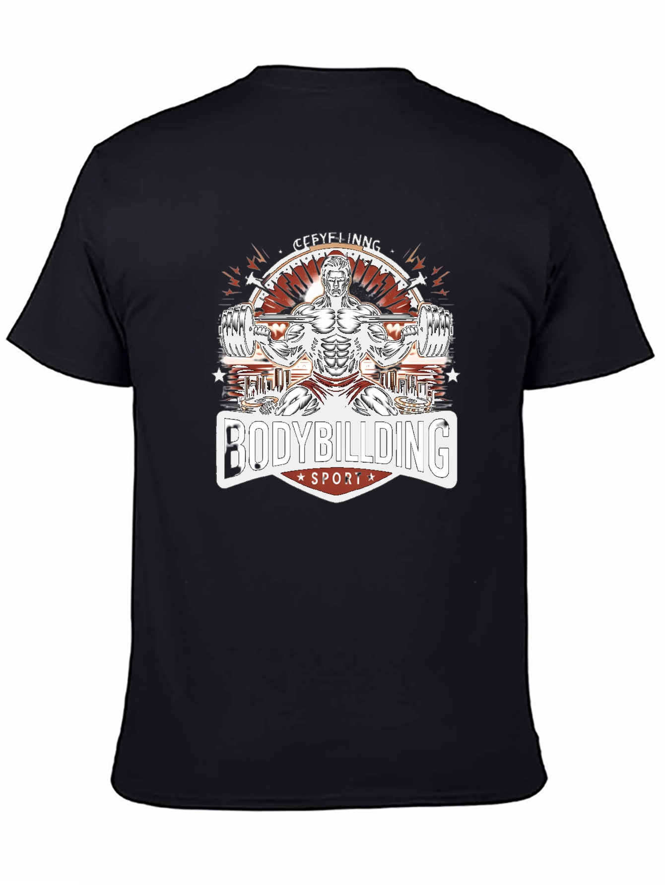 Bodybuilding Sport Graphic Tee - Black T-Shirt