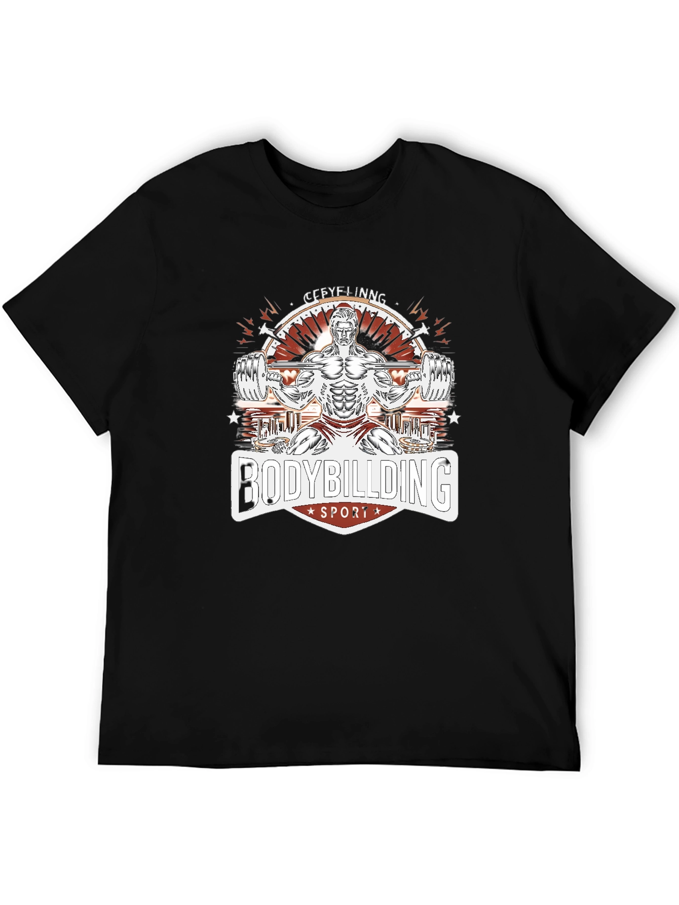 Bodybuilding Sport Graphic Tee - Black T-Shirt
