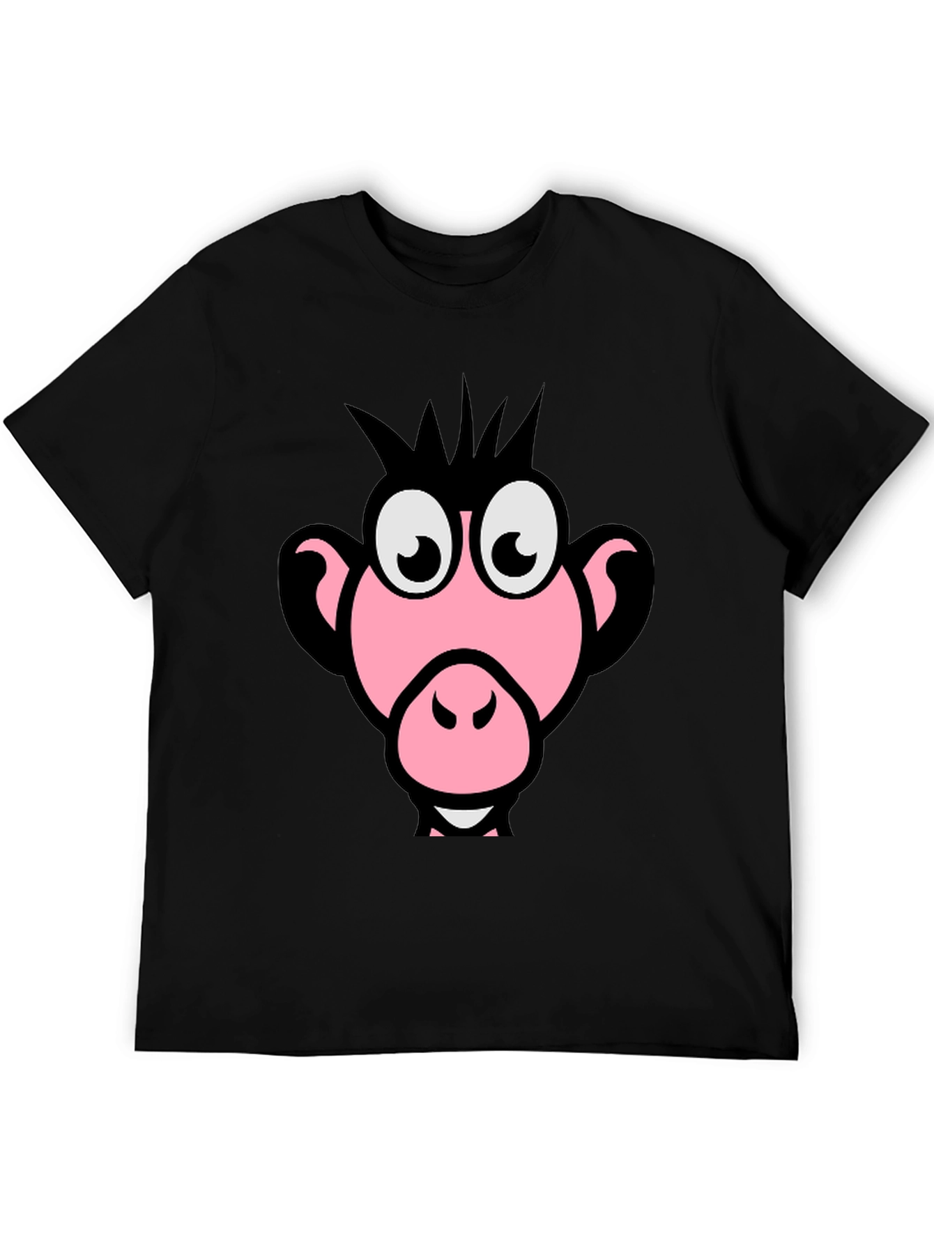 Funny Pink Monkey Face Graphic T-Shirt