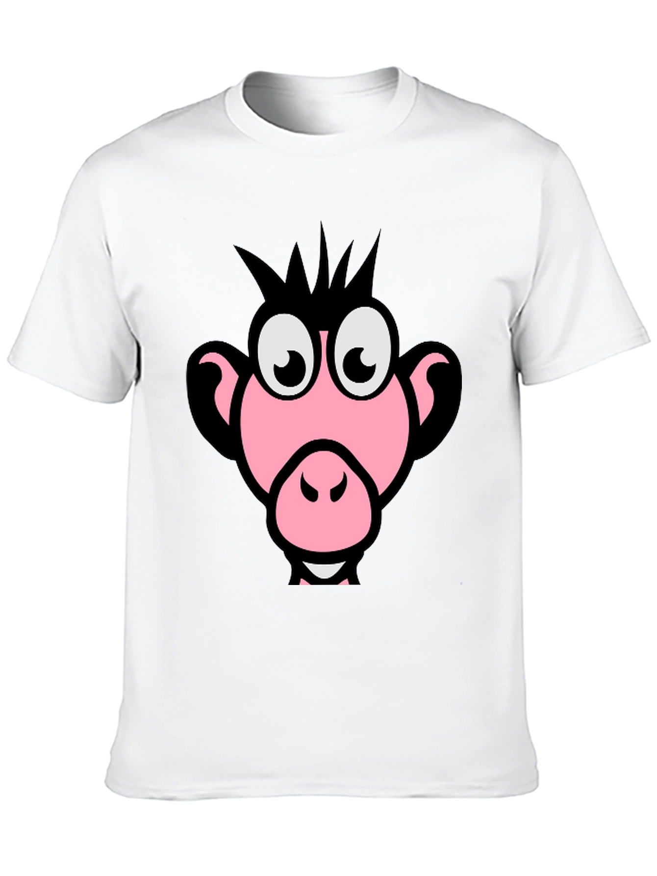 Funny Pink Monkey Face Graphic T-Shirt