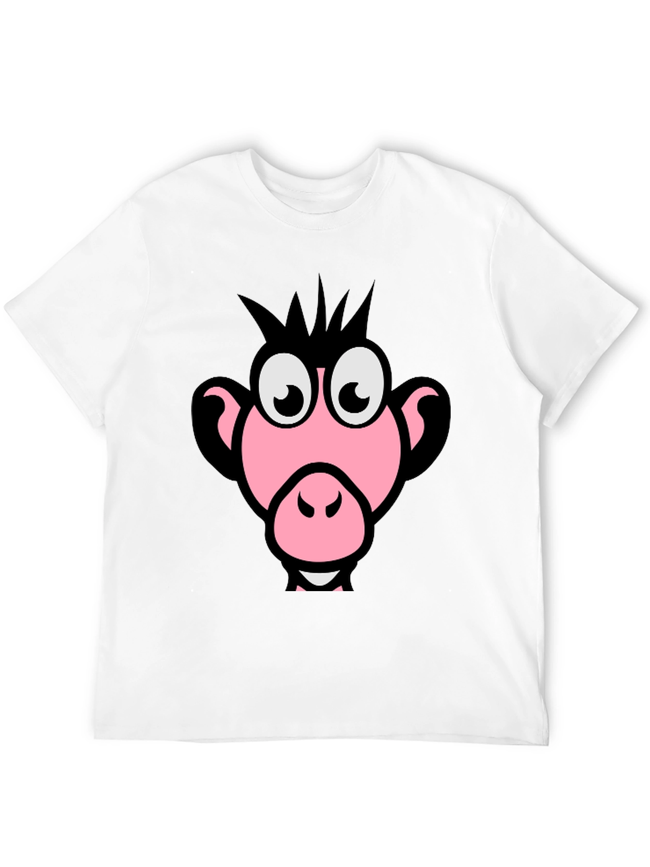 Funny Pink Monkey Face Graphic T-Shirt