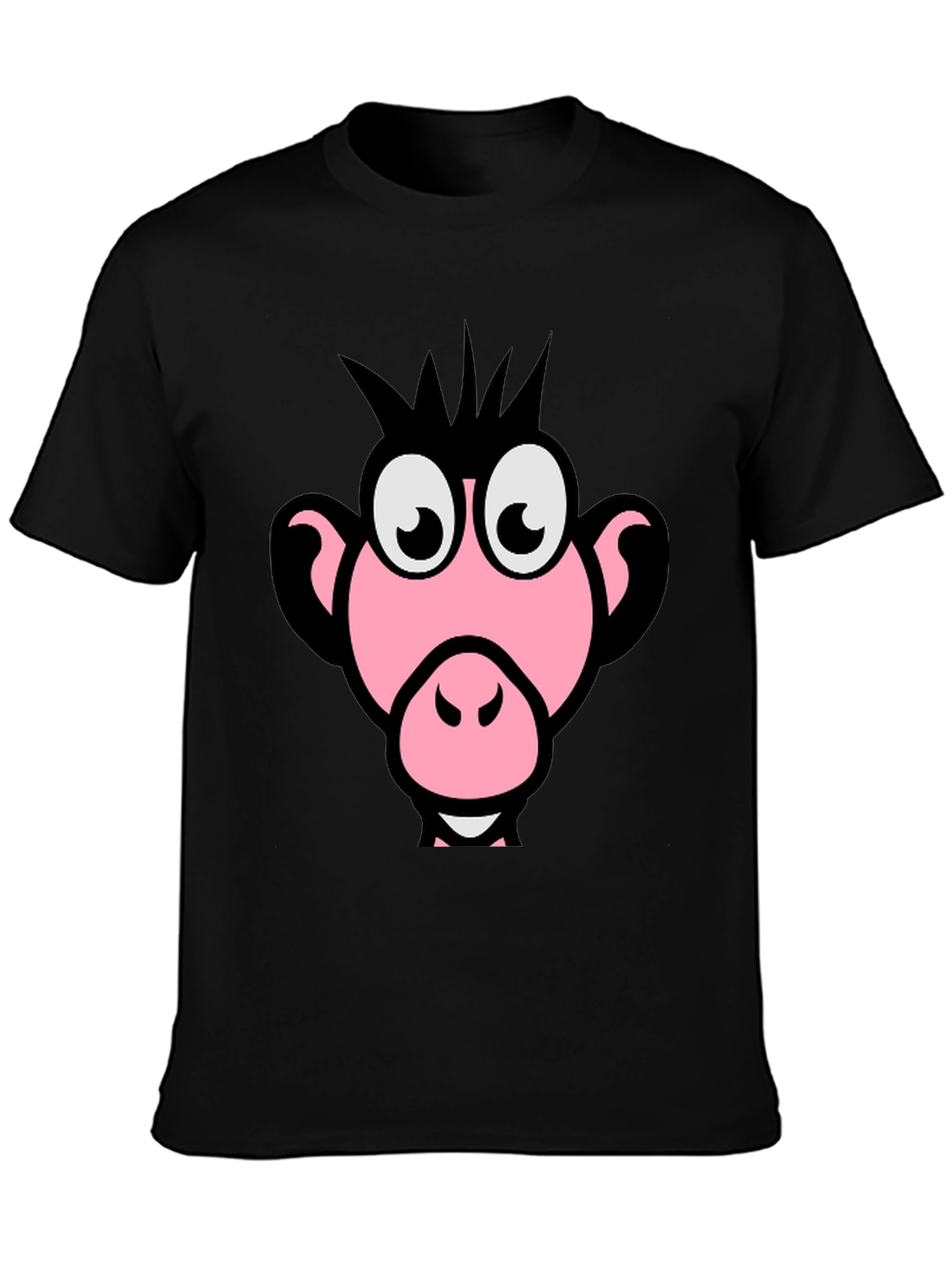 Funny Pink Monkey Face Graphic T-Shirt