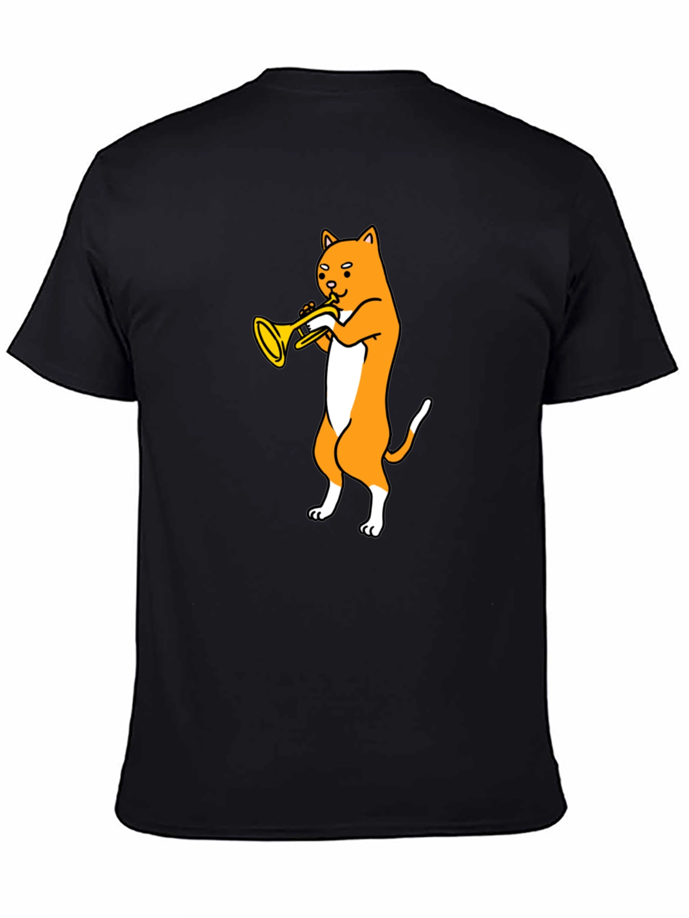 Cat Trumpet T-Shirt - Black Graphic Tee