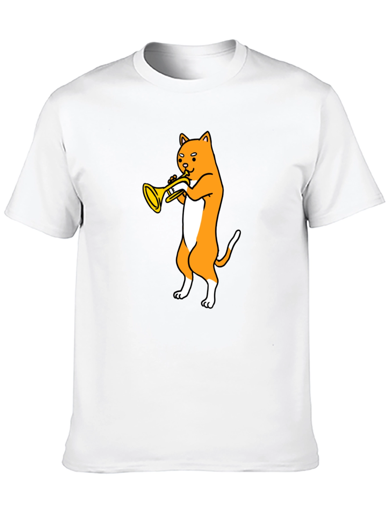 Cat Trumpet T-Shirt - Black Graphic Tee
