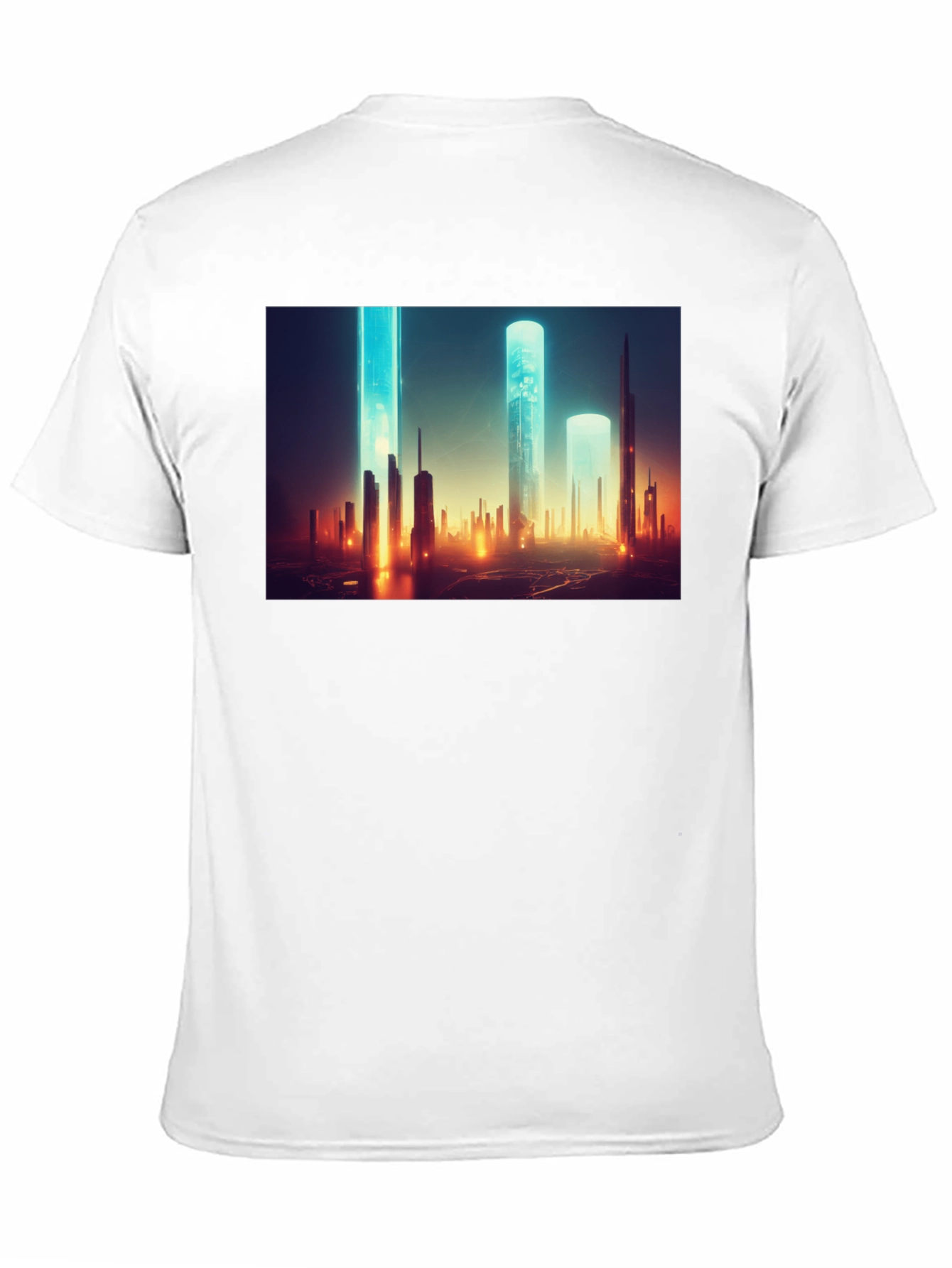 Futuristic Cityscape Graphic Tee - Sleek Black