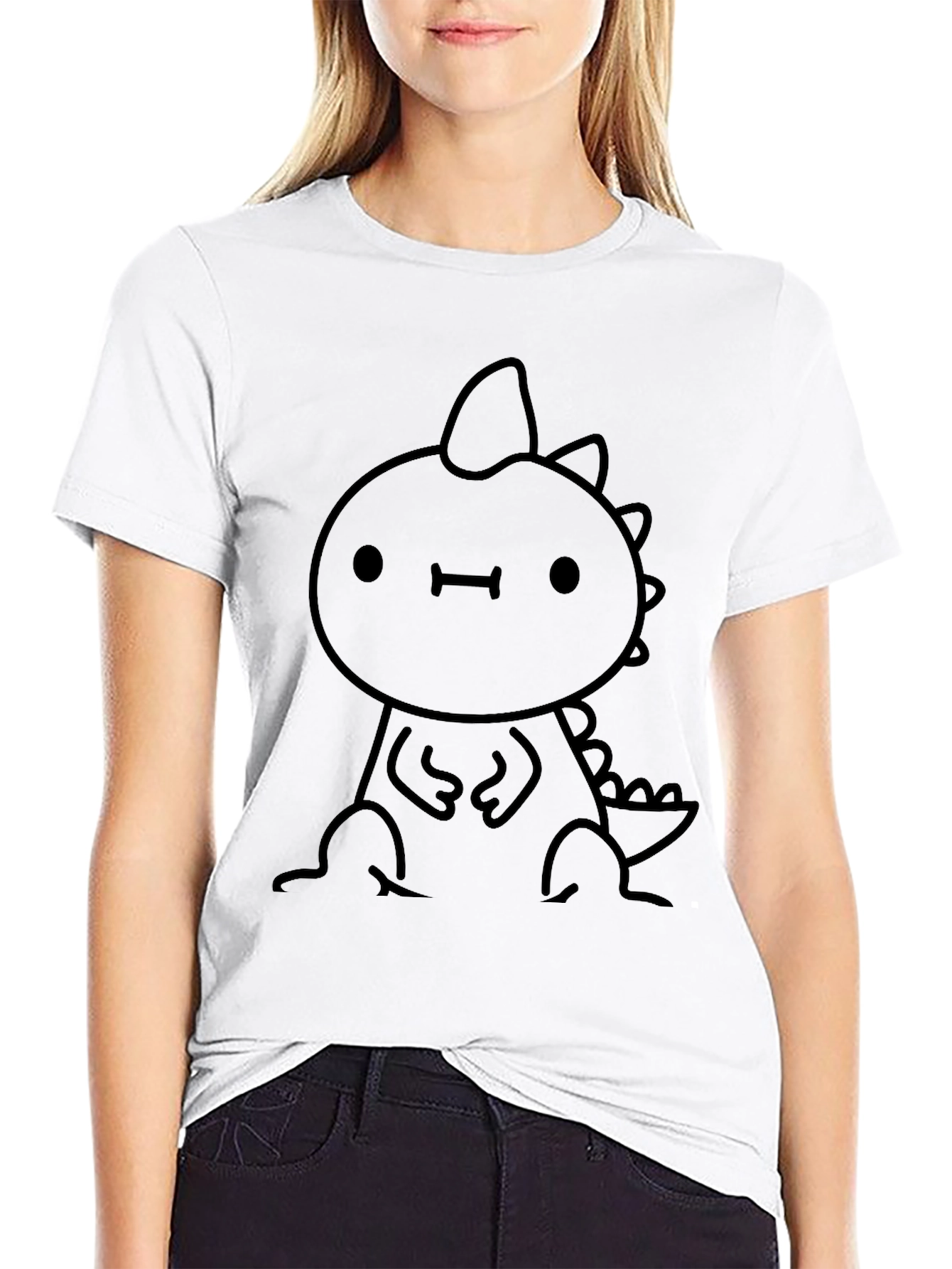 Cute Dino Graphic Black Tee - Stylish & Fun