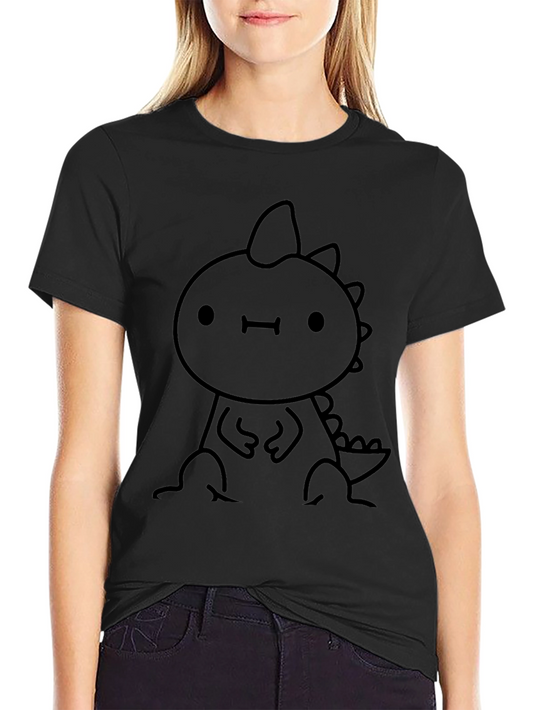 Cute Dino Graphic Black Tee - Stylish & Fun