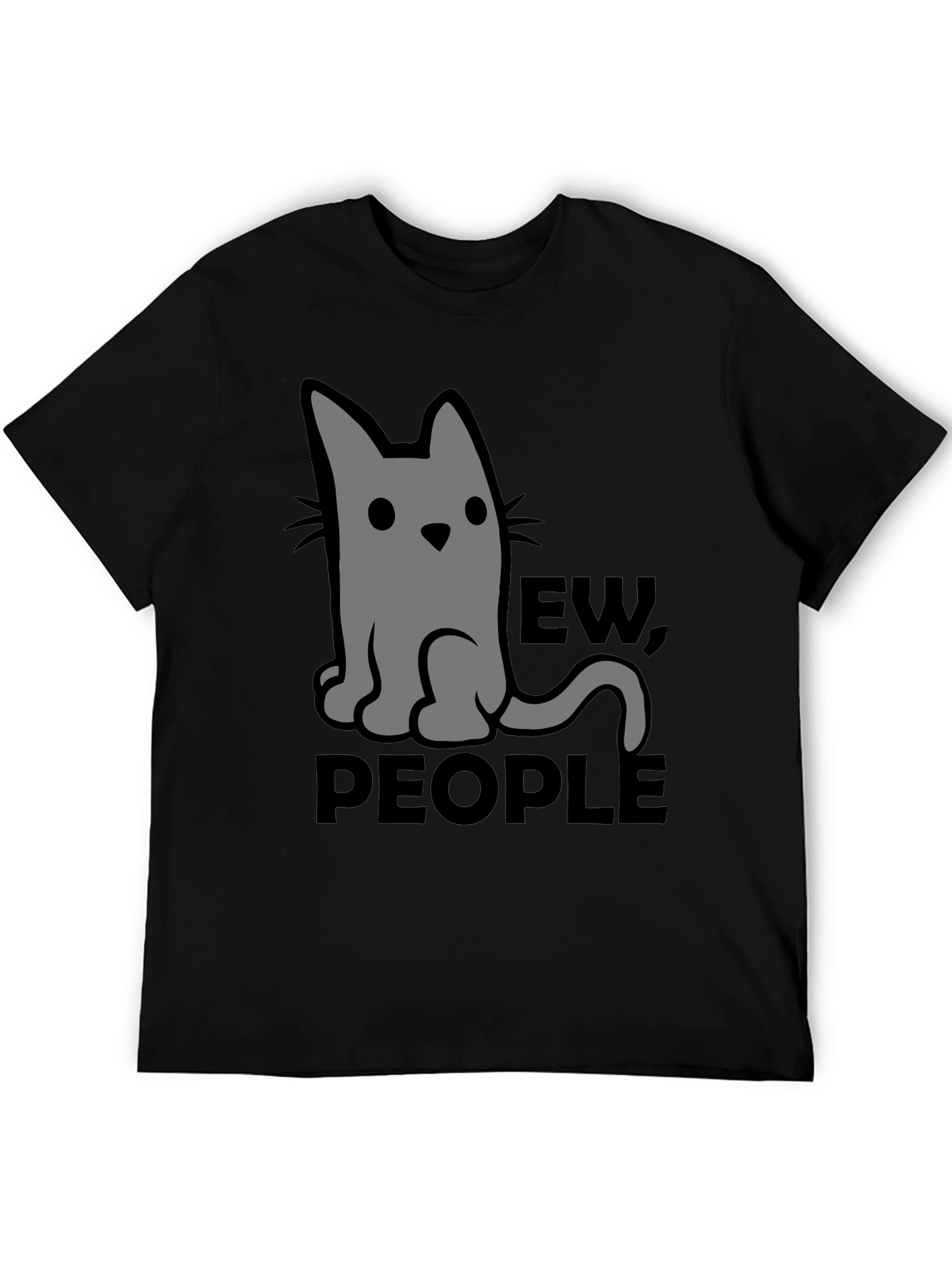 Ew People Cat Graphic T-Shirt - Black