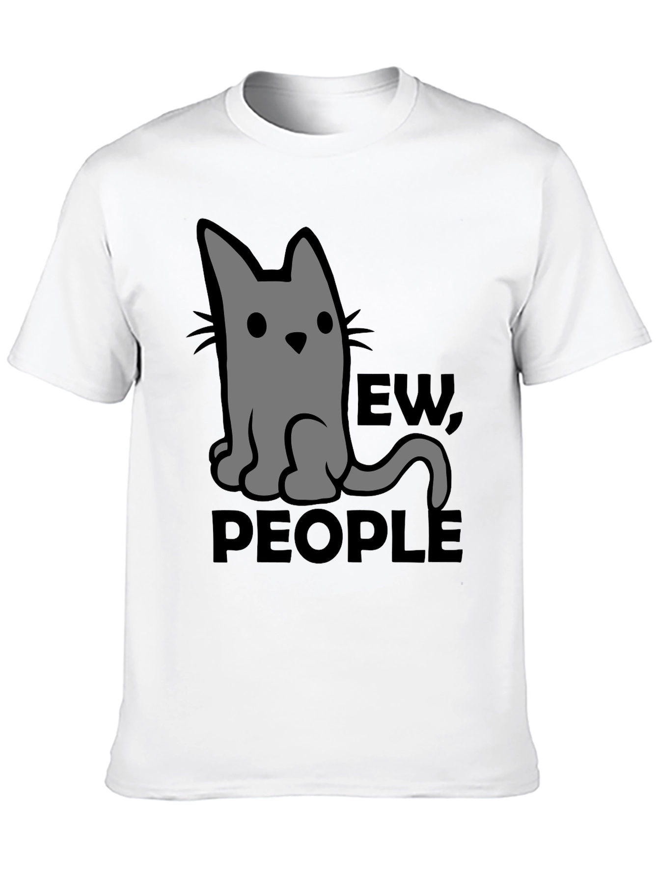 Ew People Cat Graphic T-Shirt - Black