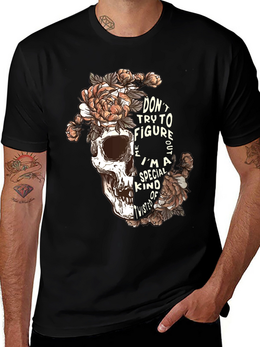 Skull Floral Graphic T-Shirt - Dont Try to Figure Me Out Tee