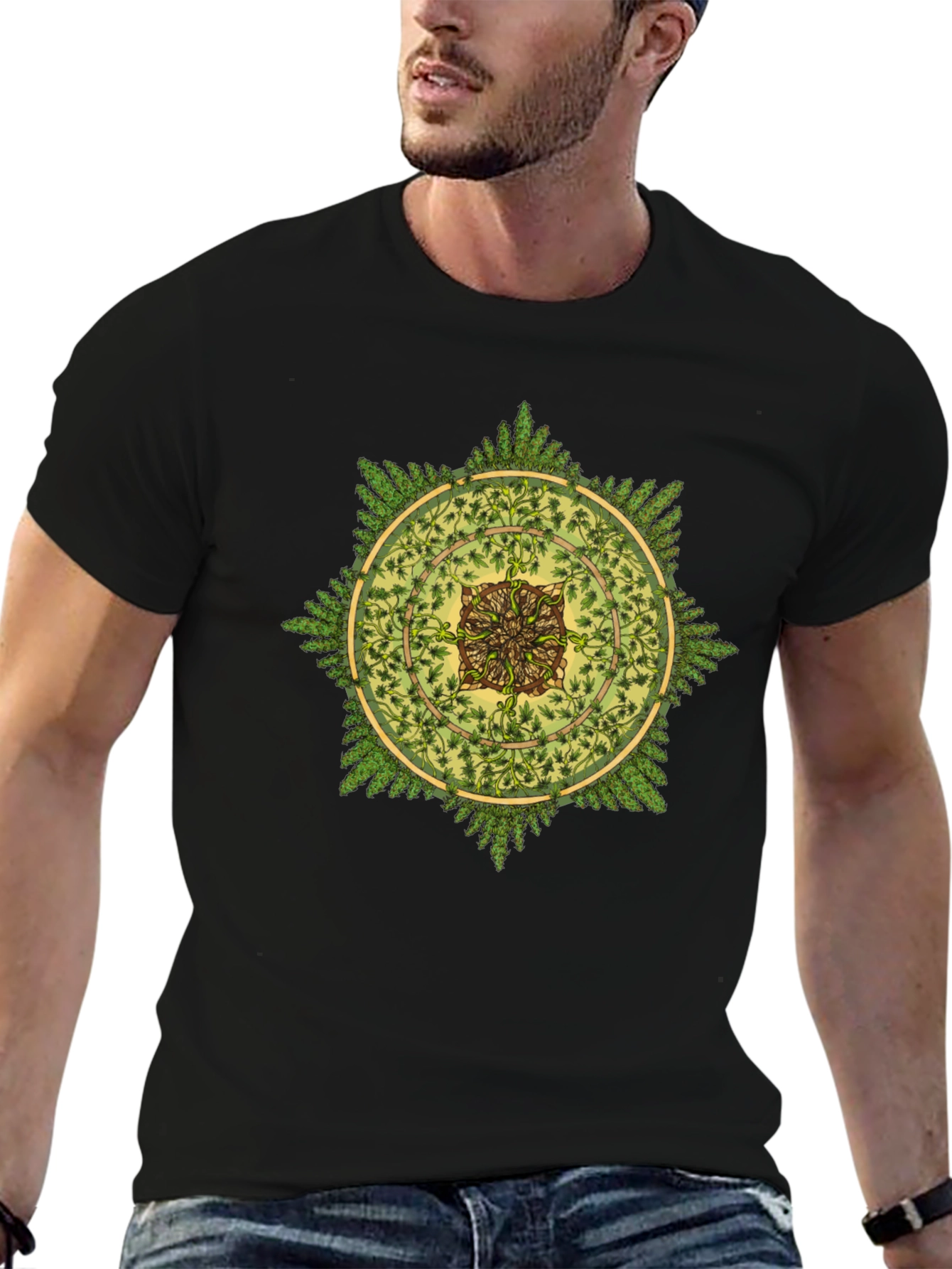 Nature Mandala Graphic Black T-Shirt