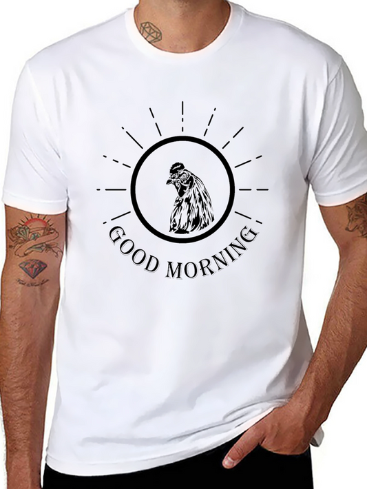 Good Morning Rooster Graphic T-Shirt - Black