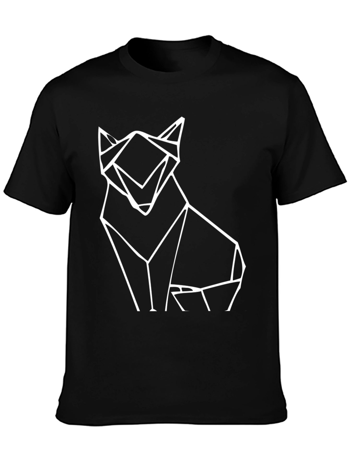 Geometric Wolf Graphic Tee - Black