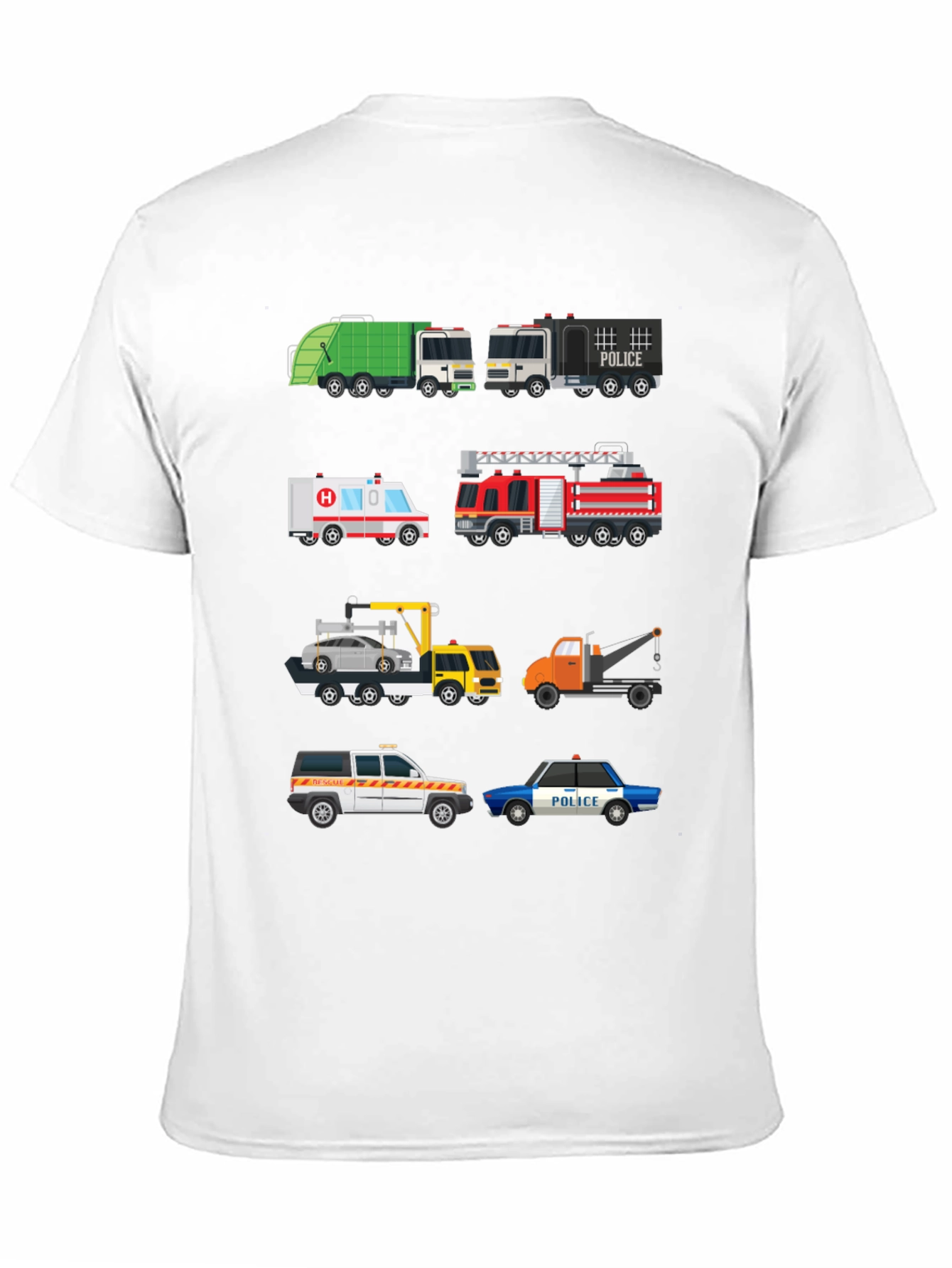 Cartoon Trucks Graphic Print Black T-Shirt
