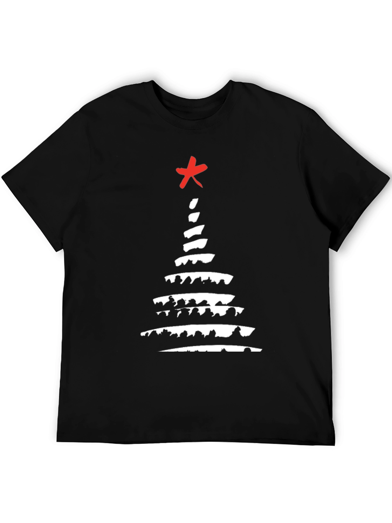 Abstract Christmas Tree Graphic Tee - Black