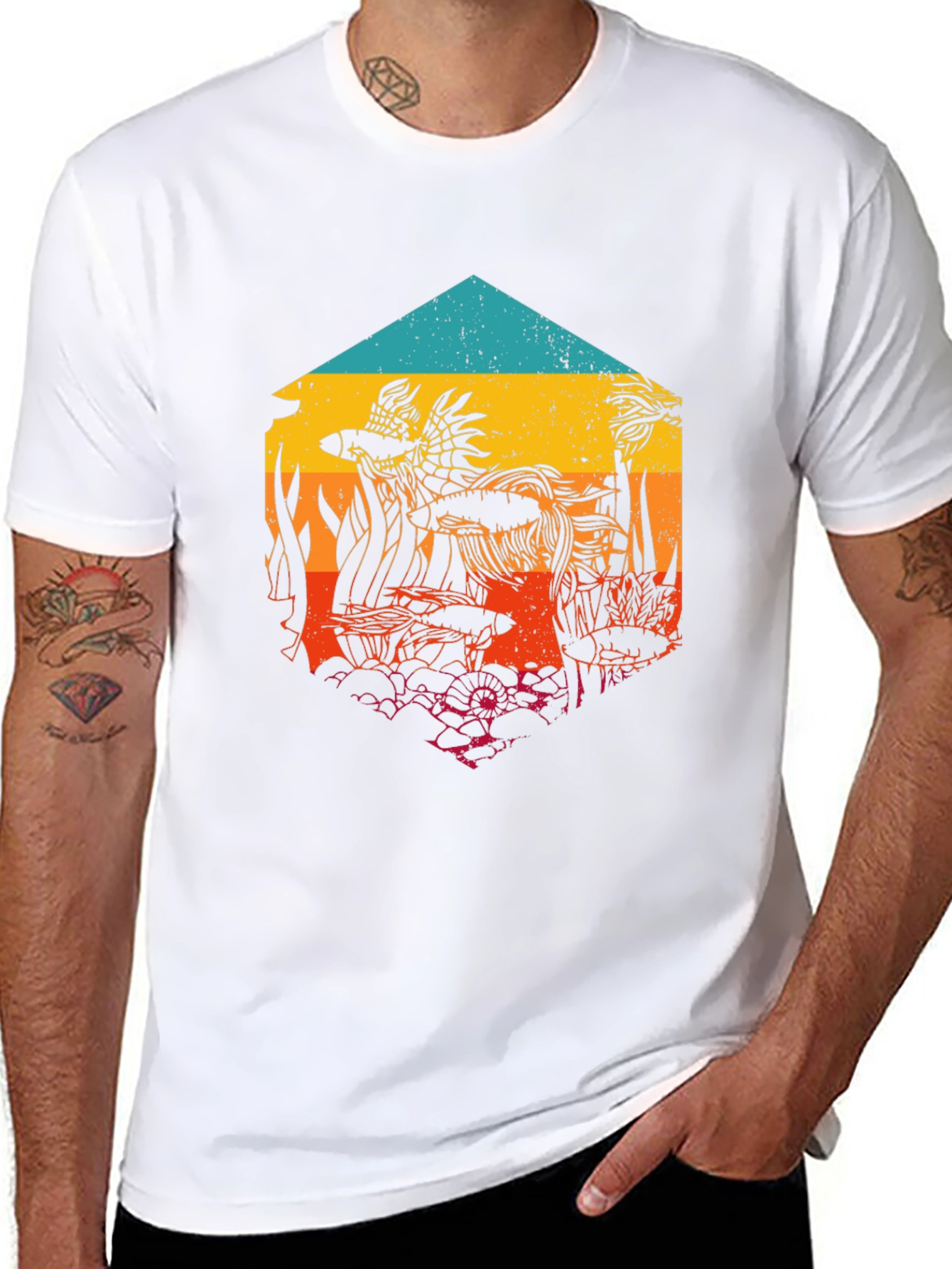 Retro Hexagon Aquarium Graphic Tee