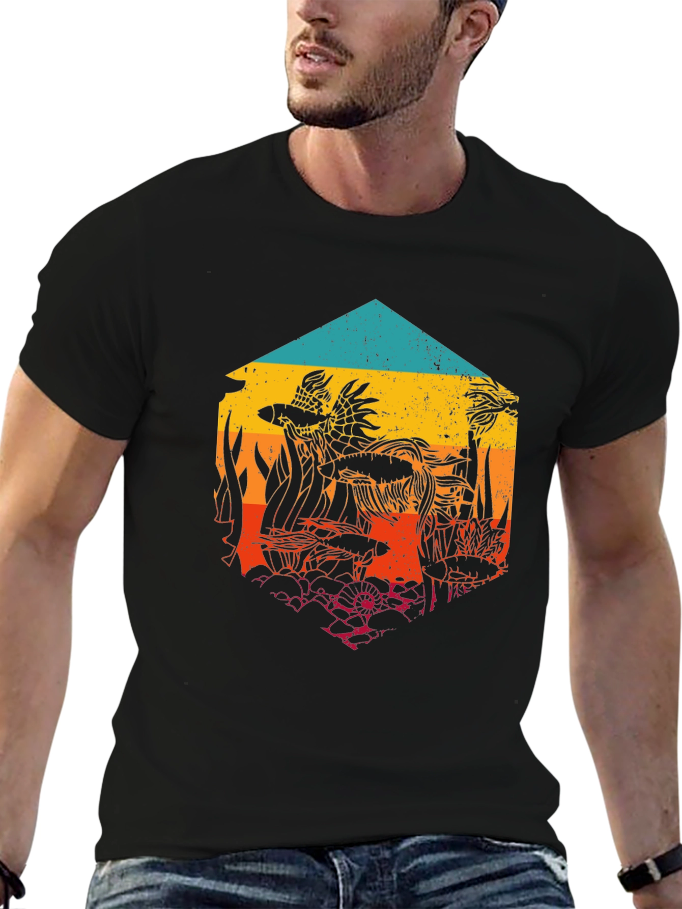 Retro Hexagon Aquarium Graphic Tee