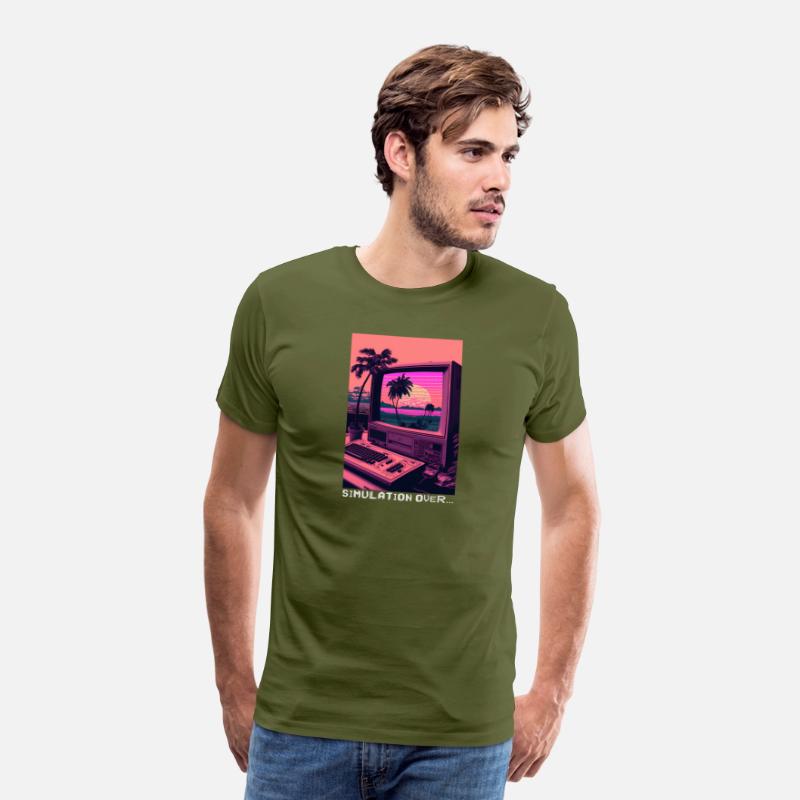 Simulation Over Retro Computer Monitor Vaporwave A