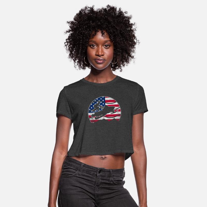 Snowmobile USA American Flag Snocross Winter Sport