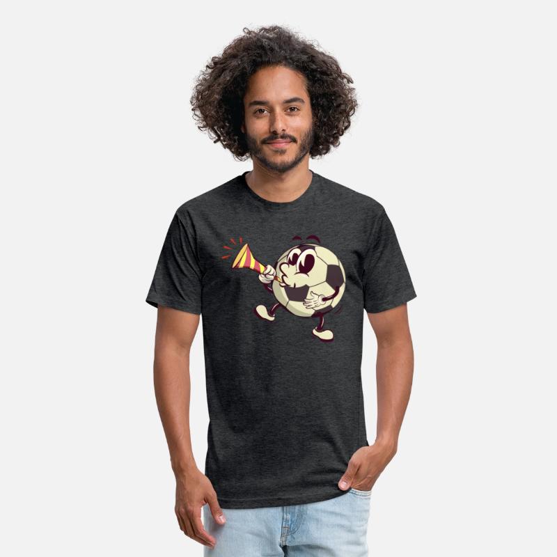 soccer ball cartoon blowing party trumpet