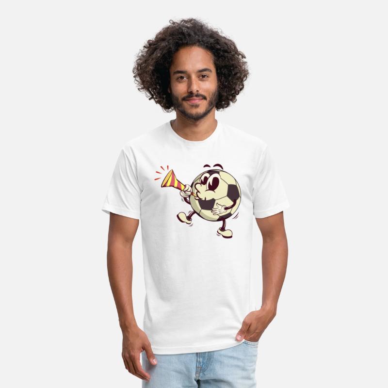 soccer ball cartoon blowing party trumpet