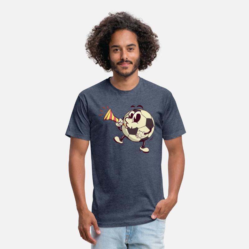 soccer ball cartoon blowing party trumpet