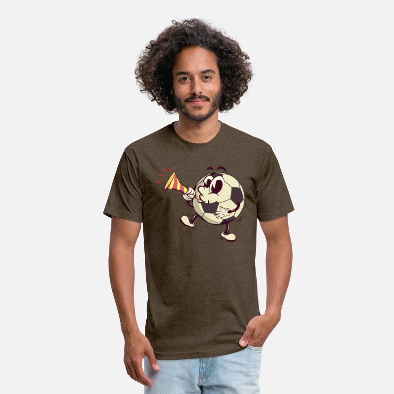 soccer ball cartoon blowing party trumpet