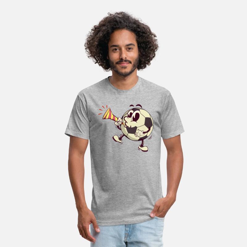 soccer ball cartoon blowing party trumpet