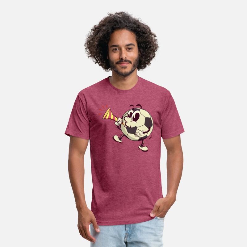 soccer ball cartoon blowing party trumpet
