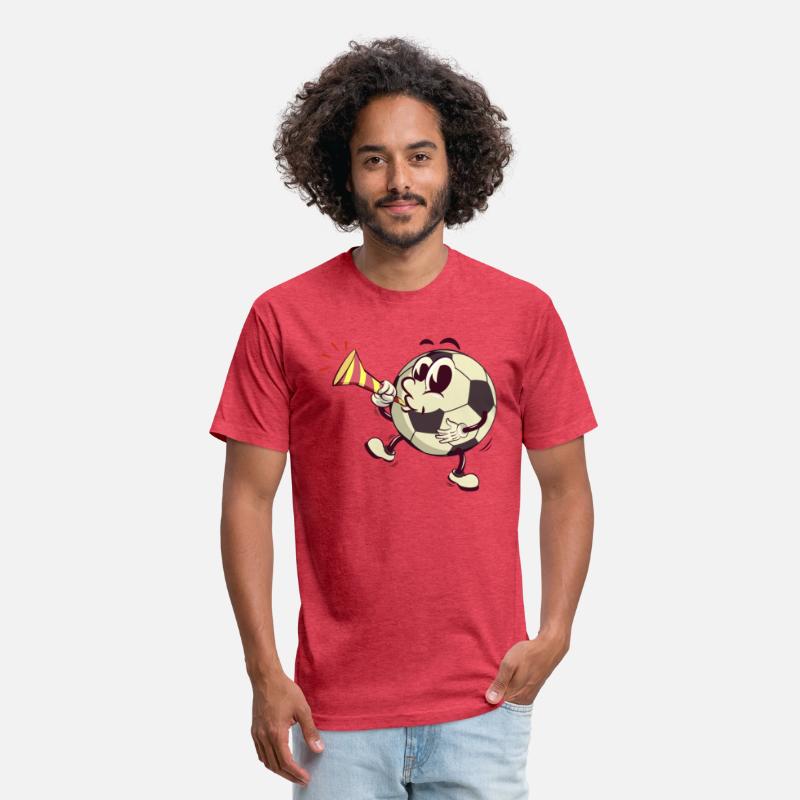 soccer ball cartoon blowing party trumpet